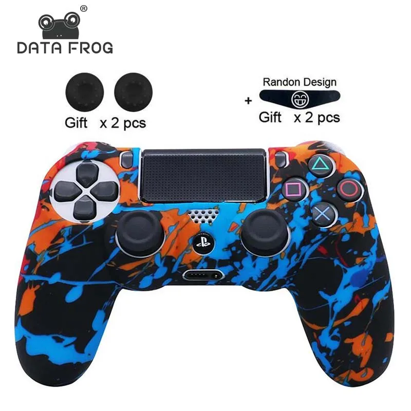 DATA FROG-funda de silicona suave para PS4, cubierta protectora para Playstation 4, PS4 Pro, Slim Controller Thumb Grips, tapas de Joystick
