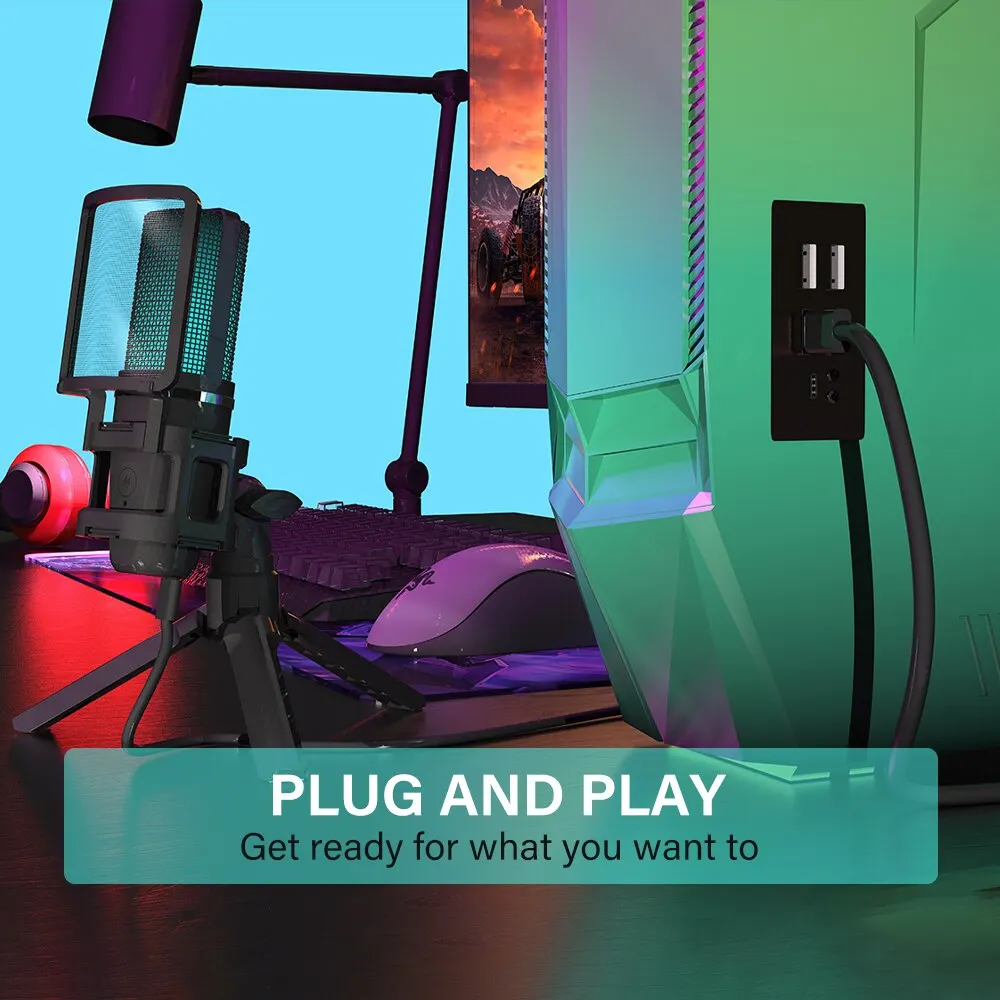 Zealsound Micrófono Gaming RGB USB Condensador PC PS4 PS5 - imagen 2