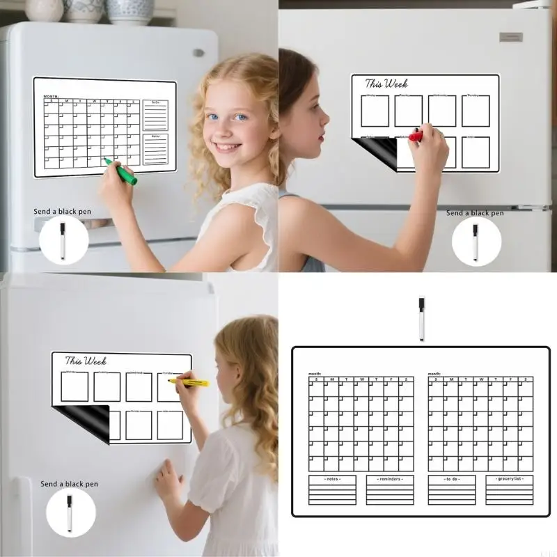 Calendario refrigerador magnético reutilizable con marcador Calendario refrigerador magnético Planificador mensual semanal