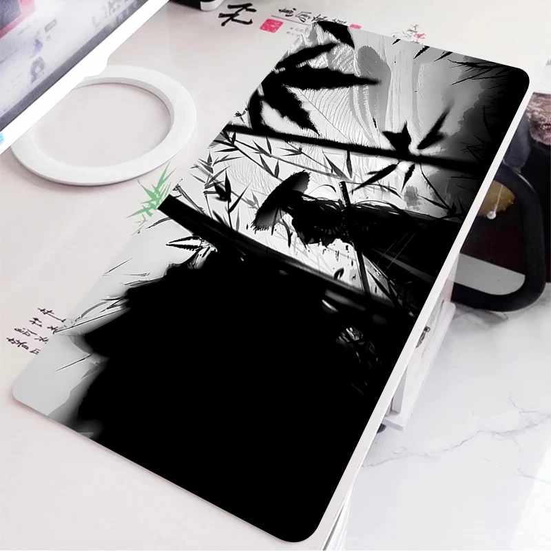 Alfombrilla de escritorio en blanco y negro, impresión HD, pintura de lavado de tinta, alfombrilla de ratón para ordenador portátil, accesorios para Pc, alfombrilla para ratón para juegos, alfombrillas de teclado de Anime - imagen 4