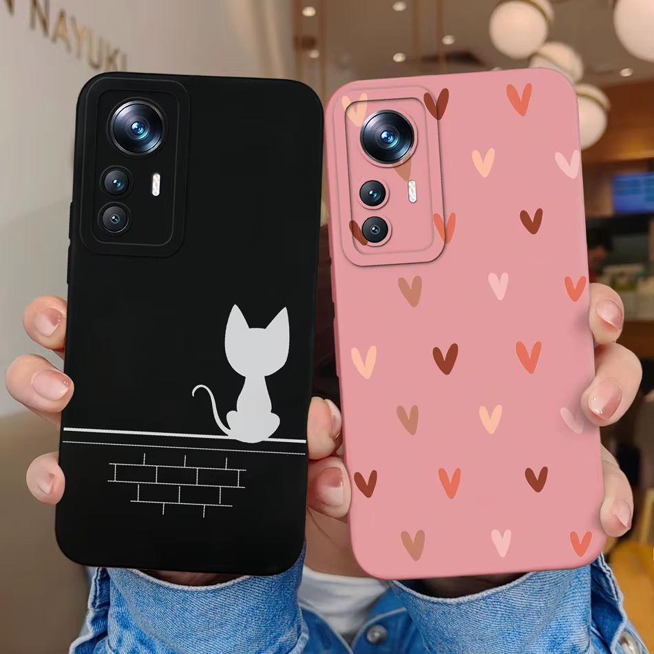 Xiaomi 12T Pro Funda Silicona Líquida – Gato Corazón Cámara Protección - imagen 4
