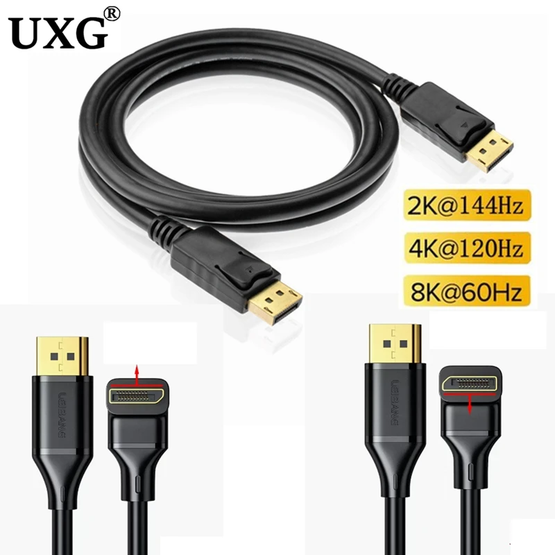 Cable Displayport 3M 4K DP 144Hz, Cable de Audio y vídeo, adaptador de 90 grados para Xiaomi TV Box, ordenador portátil, videojuego DP, puerto de visualización