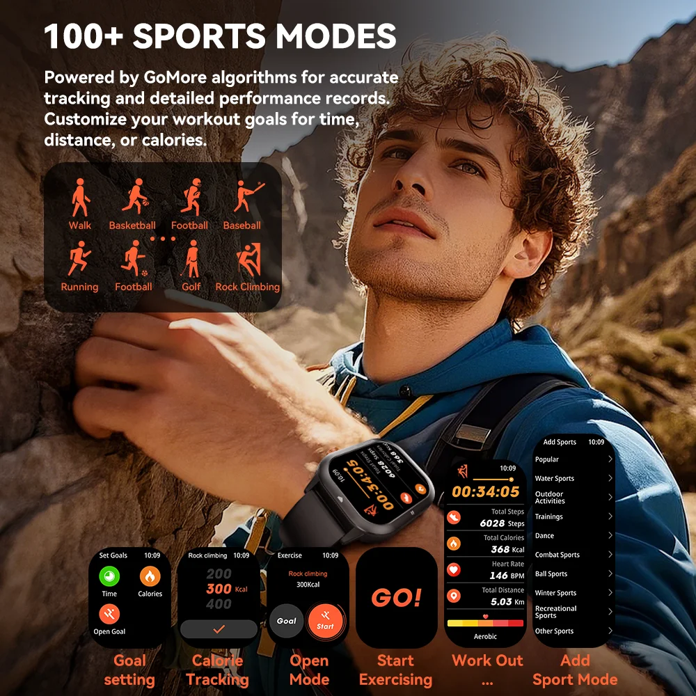 smartwatch CUBOT Reloj inteligente U1, deportivo, resistente al agua, relojes para hombres, reloj para mujer, pantalla ultrafina de 1,93", monitor frecuencia cardíaca, monitor de actividad física y llamadas Bluetooth - imagen 4