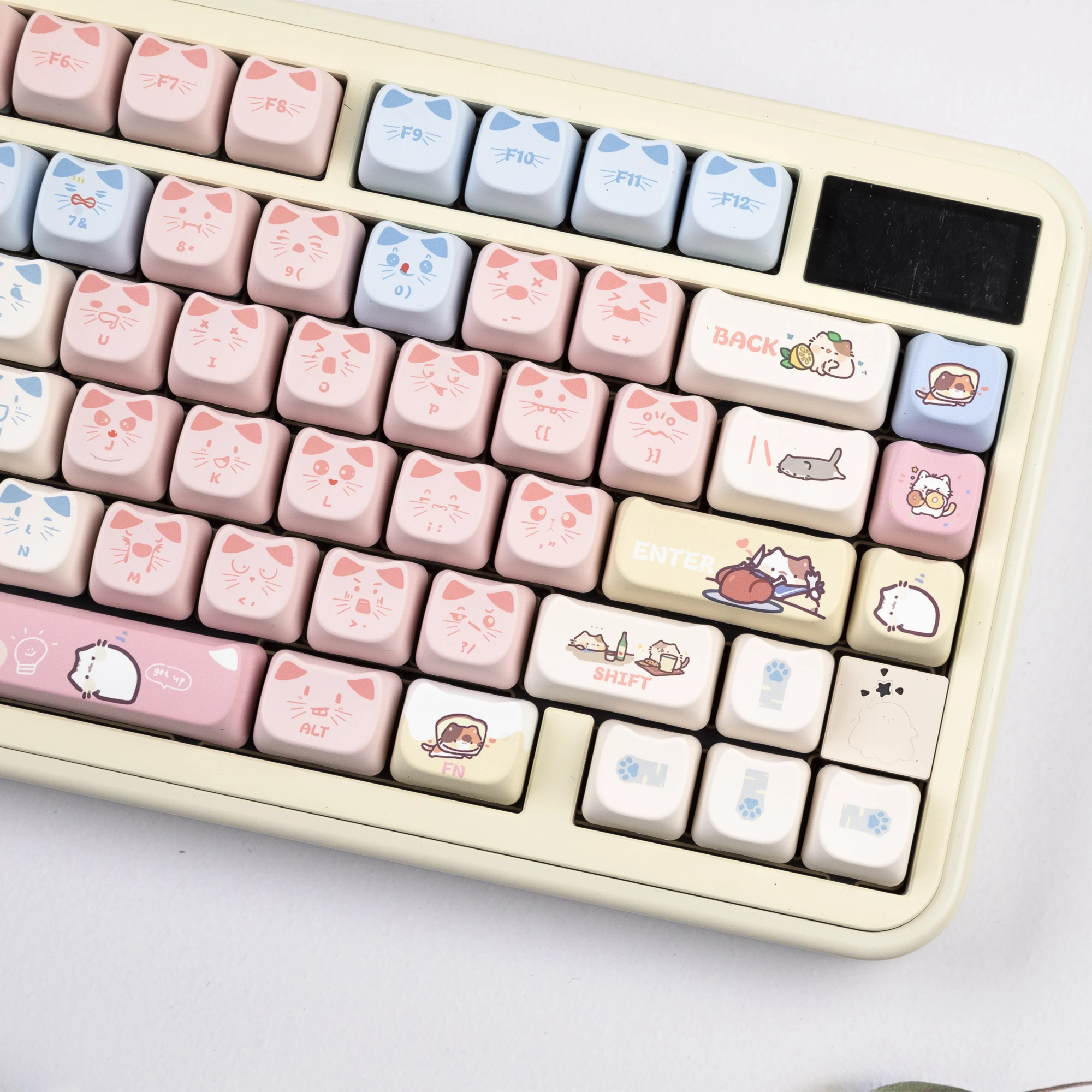 Teclas con perfil JCM MAO, teclas de gato PBT Dye-Sub para teclado mecánico MX Switch Gaming GK75, regalo para niña - imagen 4