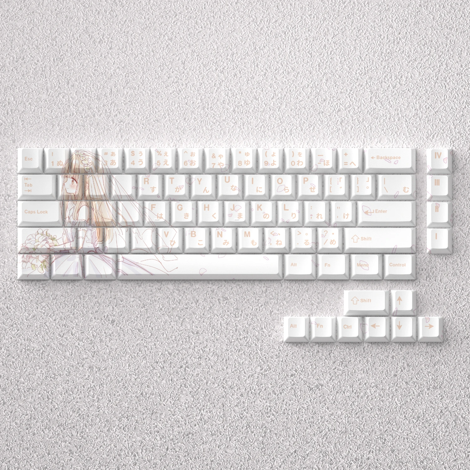 Shiina Mahiru teclas PBT Dye Sub Cherry Anime Comic blanco japonés para 60% 65% 68% diseño Teclado mecánico AKKO Fun60 Pro PC - imagen 4