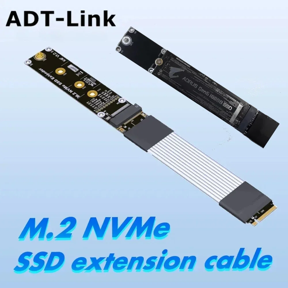 Cable adaptador PCIE 5,0/4,0 X4 GEN5 SSD Cable de extensión de llave de M.2-M Gen4 para M.2 2280 22110 NVME SSD Cable de alta velocidad plateado - imagen 3