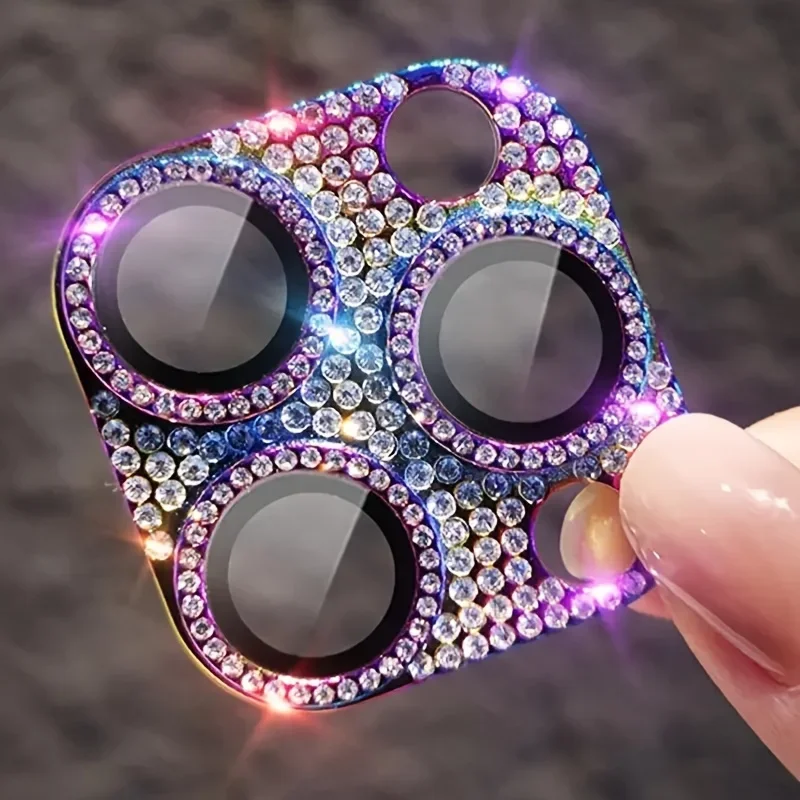 Protector de lente de cámara de Metal con diamantes de imitación brillantes de lujo para IPhone 17 Air 16 15 14 13 Pro Max Plus 16Pro 17Pro cubierta completa de vidrio - imagen 2