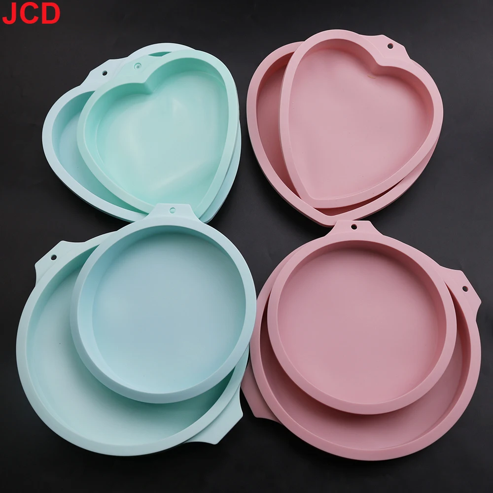JCD-bandeja para hornear de 1 piezas y 6/8 pulgadas, molde de silicona Circular en forma de corazón, de arcoíris, para cocina, DIY