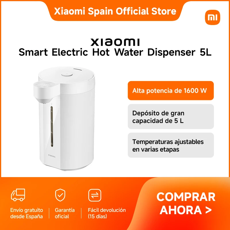 Oficial | Xiaomi Smart Electric Hot Water Dispenser 5L, Depósito de gran capacidad de 5 L, Alta potencia de 1600 W， Temperaturas ajustables en varias etapas