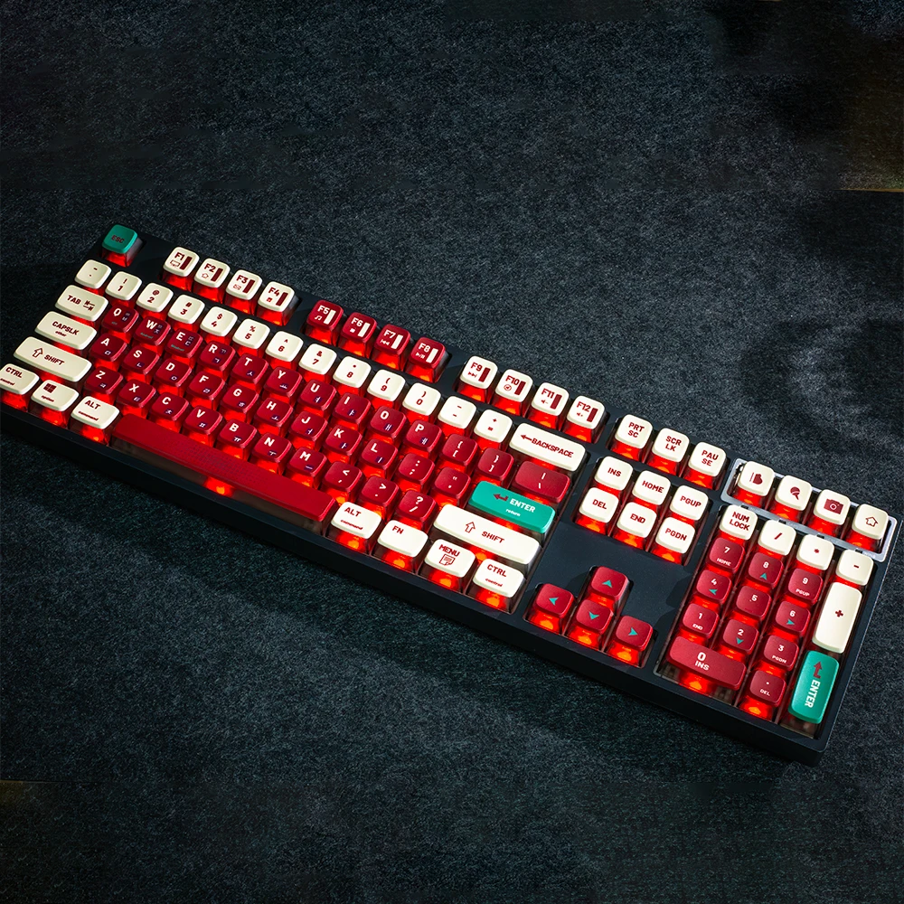 Teclas coreanas rojas Retro, perfil ASA, sublimación térmica PBT, teclas de pudín translúcidas negras de cuatro lados para teclado mecánico - imagen 5