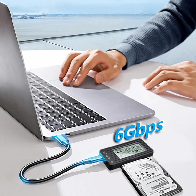 Adaptador de disco duro USB 3,0 a SATA III, convertidor para PC de 2,5 ", 3,5", SSD, HDD, con adaptador de corriente de 12V/2A - imagen 3