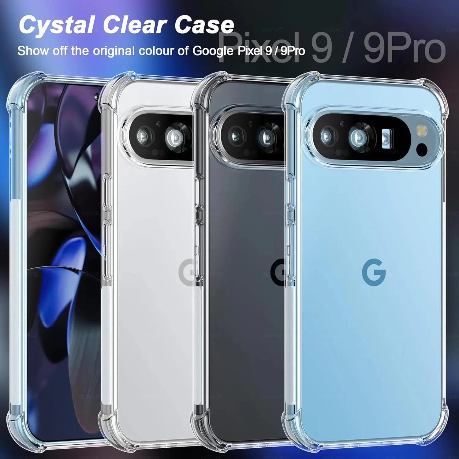 Funda de teléfono de silicona transparente con esquinas de Airbag a prueba de golpes para Google Pixel 9 Pro XL 9Pro, funda trasera fina de TPU transparente suave - imagen 2