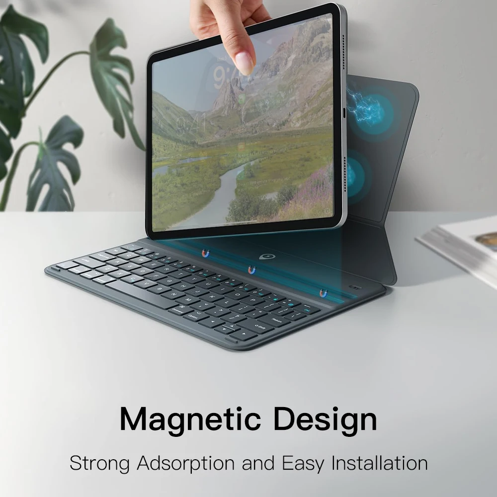 QUKAM-Teclado mágico con Bluetooth para iPad 2025, A16, funda para iPad 2024 Pro Air 13 M3 Pro 11, teclado inalámbrico de 12,9 pulgadas, soporte para tabletas - imagen 4