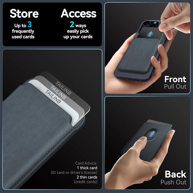 Funda con tarjetero de cuero magnético FineWoven para Magsafe IPhone 15 Pro Max 16 Plus, accesorios de cubierta segura para Mac de tejido fino - imagen 3