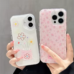 Funda de teléfono de silicona con lazo rosa y flor bonita para iPhone 15 16 Pro Max 13 11 12 14 Pro Max, Funda suave brillante a prueba de golpes con lazo