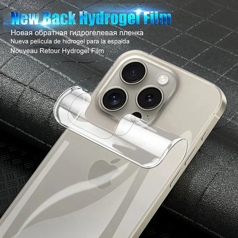 Película trasera de hidrogel para iPhone 17 Pro Max Air 16 15 14 13 12 11 Plus, Protector de pantalla suave, película de cobertura completa sin vidrio, 4-1 Uds. - imagen 2