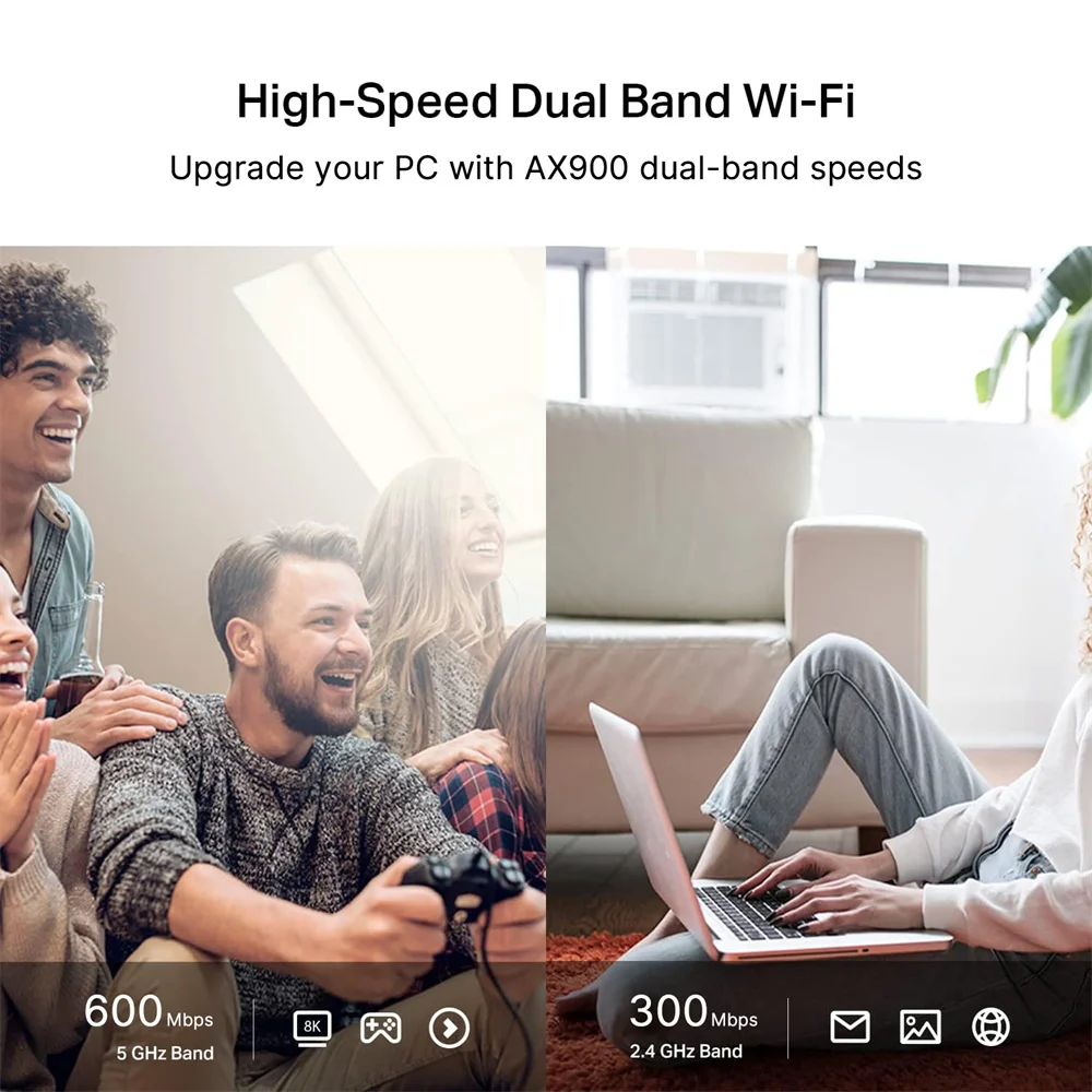 WiFi 6 AX900 BT 5,4 USB WiFi adaptador USB WiFi Dongle Bluetooth 5,4 banda Dual 2,4G/5GHz para Win10/11 portátil de escritorio - imagen 2