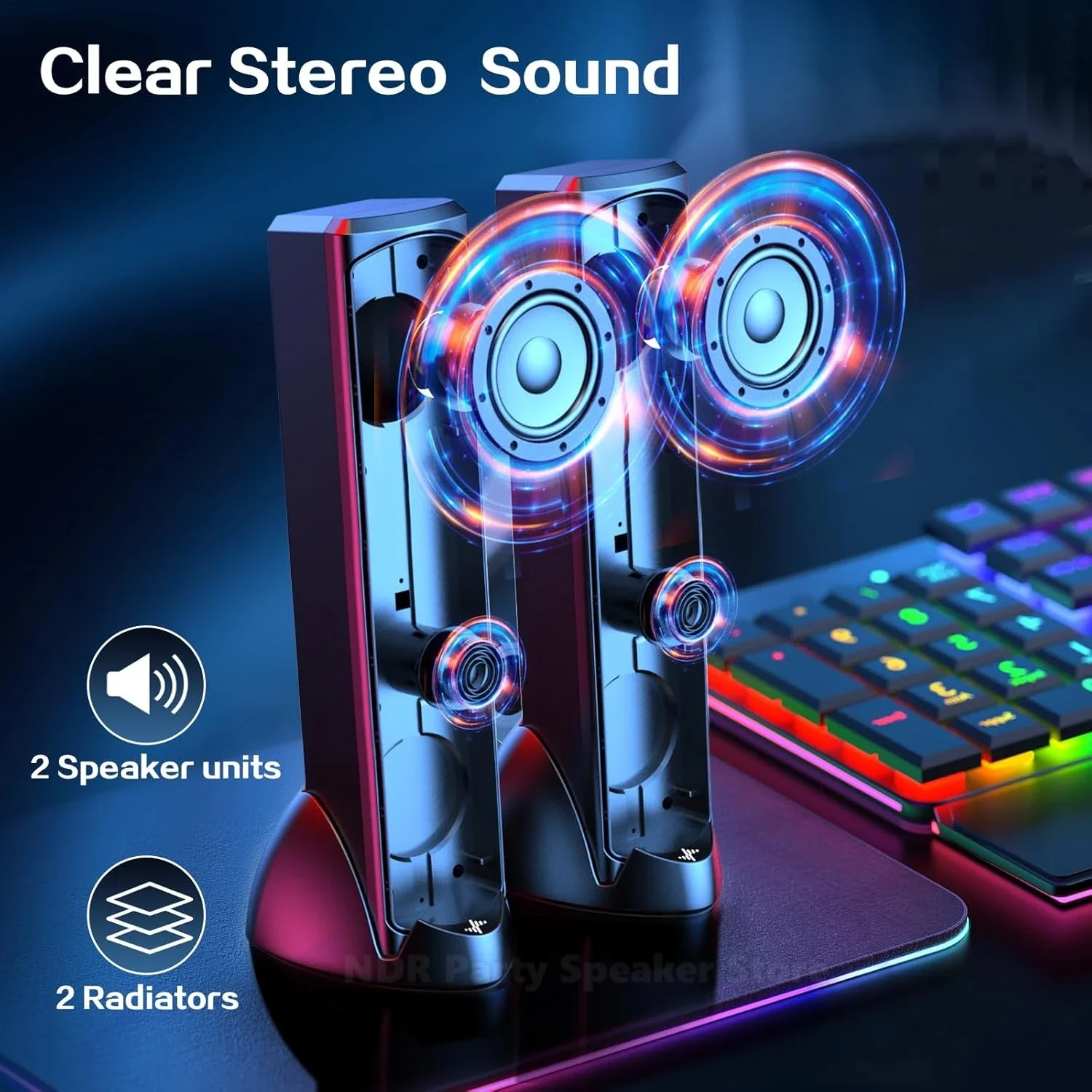 Nuevo Altavoces USB de escritorio para ordenador, Color azul, Subwoofer Vertical portátil, lámpara RGB dinámica, altavoz, barra larga, gran volumen - imagen 3