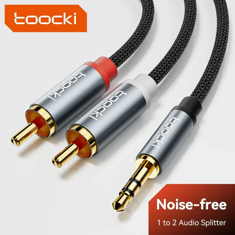Toocki-Cable RCA HiFi 2RCA a 3,5 Jack, Cable de Audio AUX, divisor macho de 3,5mm para amplificadores de TV y PC, Cable de altavoz de Audio para cine en casa