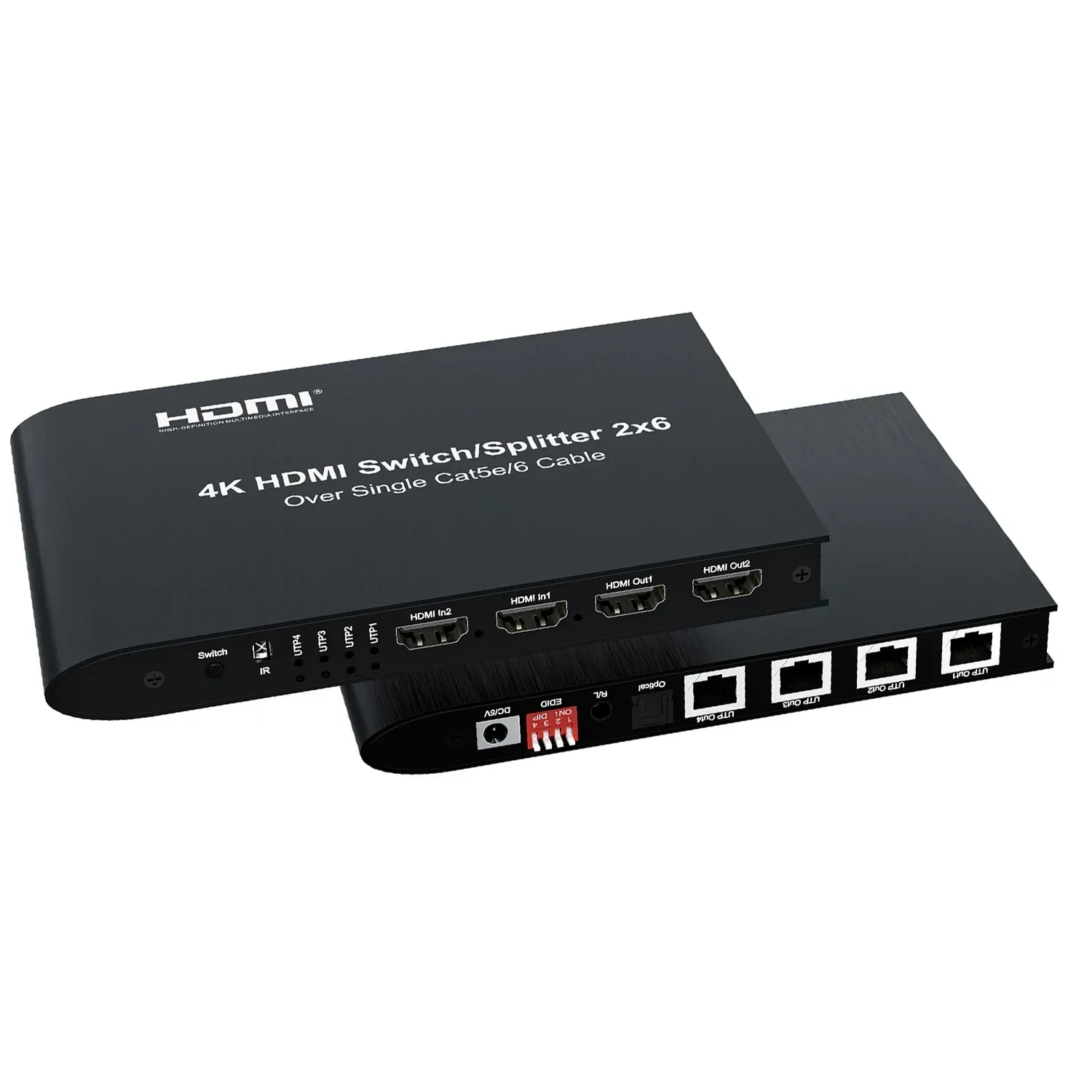 Transmisor divisor de interruptor HDMI 4K 2x6 con 2 puertos HDMI 4 puertos de Cable de red RJ45 Vs receptor extensor Ethernet HDMI 4K 120M - imagen 3