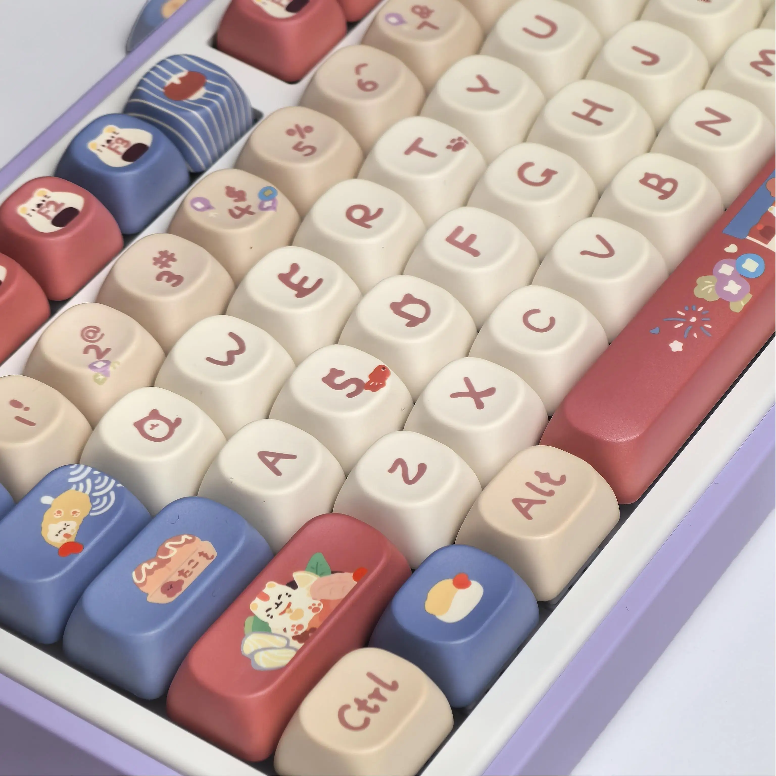 Teclas con tema de fuegos artificiales, sublimación PBT, MOA, bonitas teclas, elementos de gato de dibujos animados, tapas para teclado mecánico, barra espacial de 2,25/2,75U - imagen 5