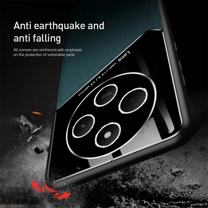 Funda con textura de cuero para Xiaomi Redmi 14C 4G Poco C75, funda con soporte de succión magnética para coche, Fundas Capa - imagen 4