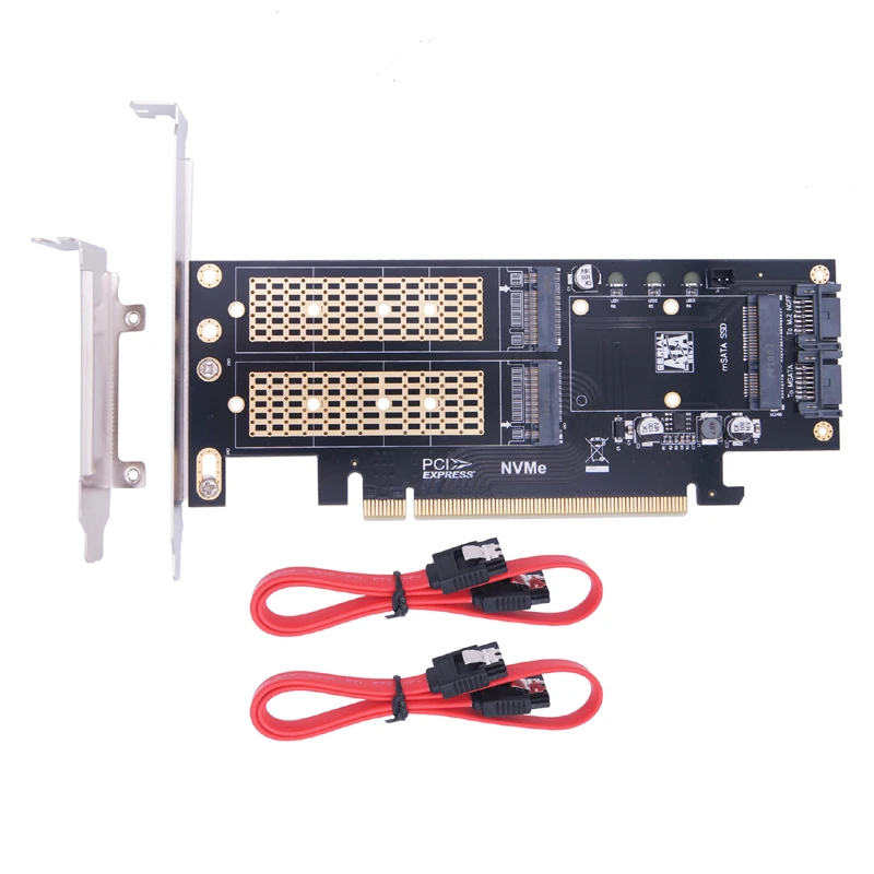 Adaptador M2 NVMe SSD NGFF a PCIE 3,0 X16 M Key B Key mSATA PCI Express 3,0 M.2 NVME SSD M2 SATA SSD mSATA 3 en 1 convertidor elevador