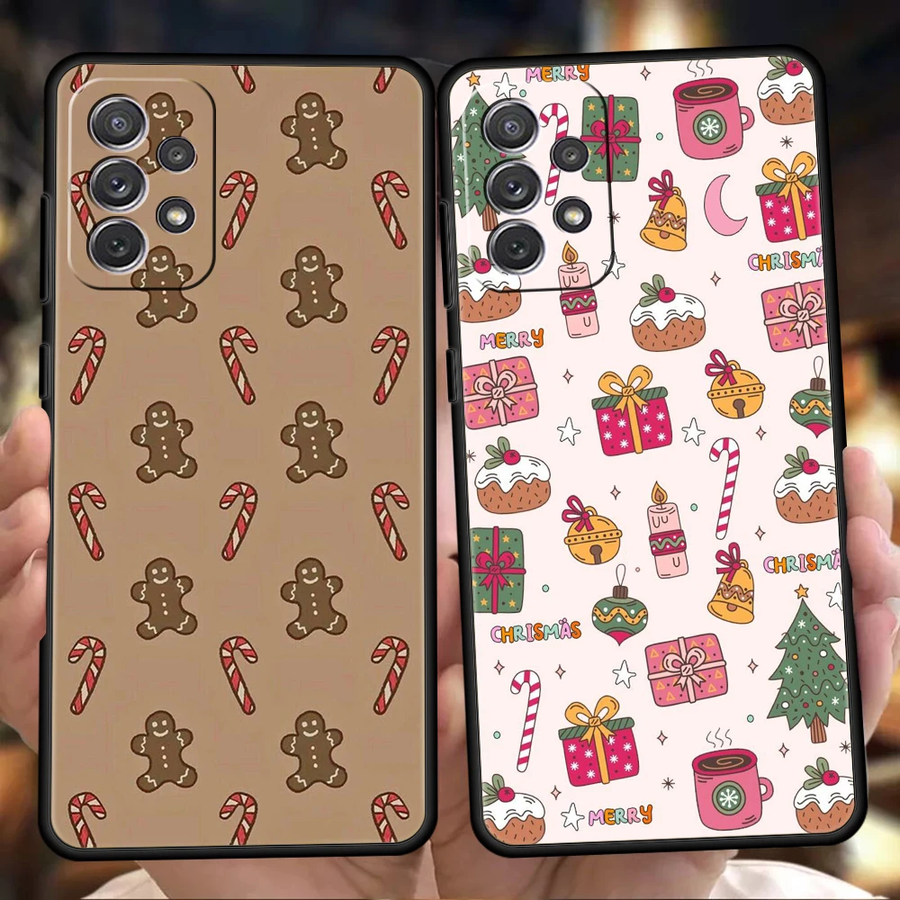 Funda de teléfono para Samsung A15 A13 A35 A55 A51 A71 A41 A31 A21S A03S A05 A17 A23 A25 A33 A53 A73 5G A07 4G cubierta de dibujos animados de Navidad