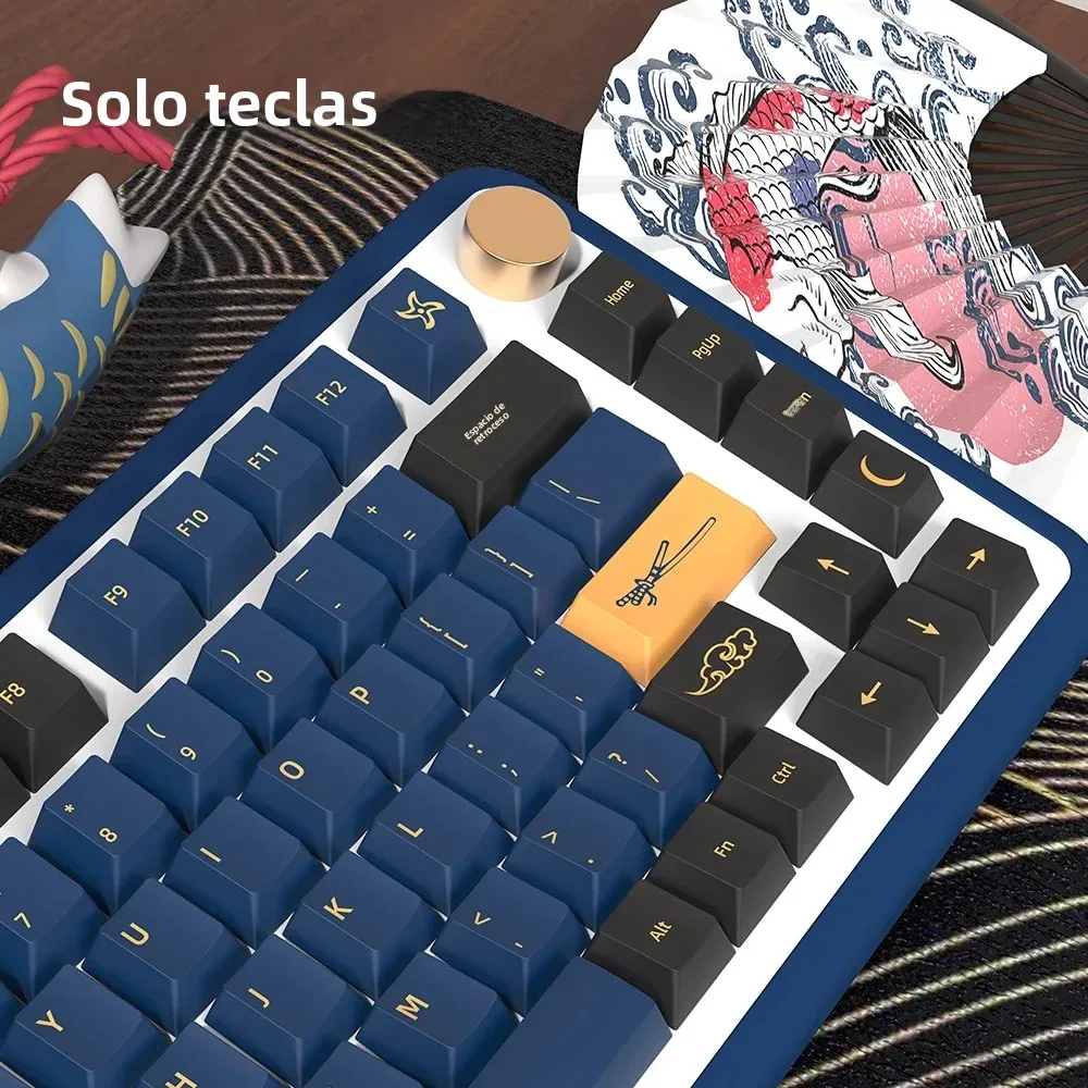 Teclas PBT samurái azul/roja, japonés/coreano/alemán/español/francés, diseño ISO, perfil de cereza para teclado mecánico personalizado GMK - imagen 5