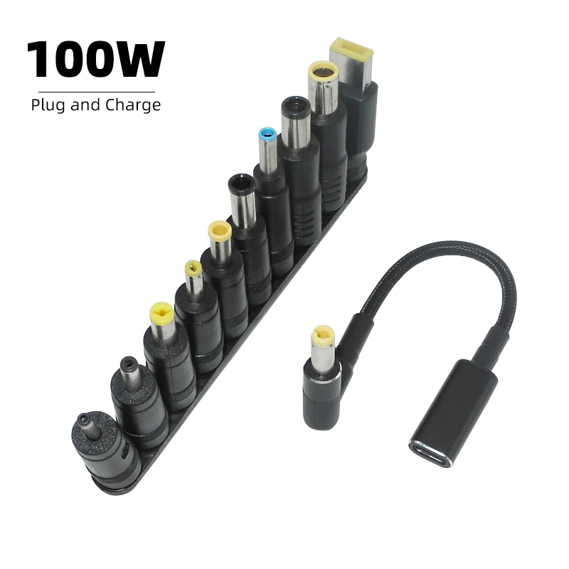 Conector adaptador Universal para portátil tipo C de 100W, conector CC, Cable de carga para ordenador portátil Usb C, cargador para portátil, conector de 10 Uds.