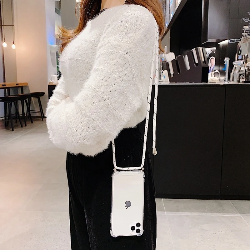 Funda con collar cruzado para OPPO Realme 8 X3 6 Pro X50 XT X2 Neo Lite 5 Find X5 Reno 3 cordón de cuerda correa de hombro funda de Airbag - imagen 2