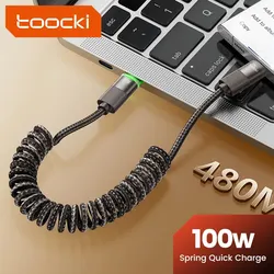 Cable USB-C PD100W de resorte - carga rapida para iPhone 15 y MacBook
