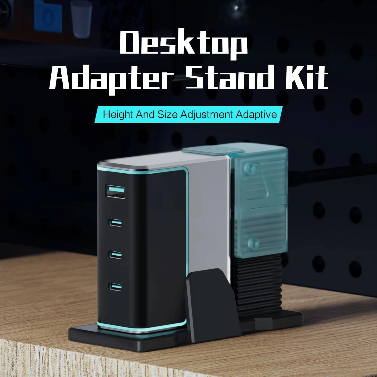 Soporte ajustable, Kit de soporte adaptador de escritorio con cable de extensión hembra a macho para cargador Ugreen CUKTECH de 140W Gan, enchufe estadounidense - imagen 2