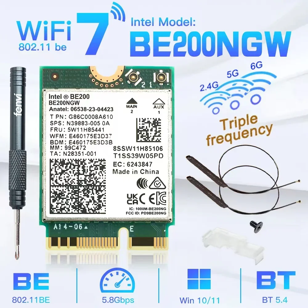 Adaptador WiFi 7 Intel BE200 – Bluetooth 5.4 Tri Banda 8774Mbps - imagen 5