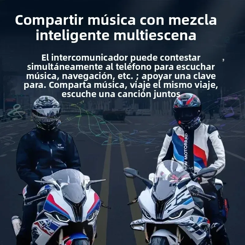 Par Universal de intercomunicador para casco de motocicleta, Chip de 5,4 de doble núcleo, distancia de 500M, IPX6, resistente al agua, para compartir música, auriculares con micrófono 2 en 1 - imagen 5