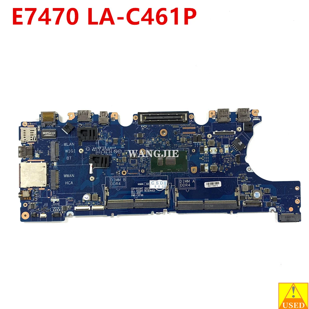 Placa base para ordenador portátil AAZ60 LA-C461P para DELL Latitude E7470 con CPU i5-6300U 0DGYY5 CN-0DGYY5 0VNKRJ CN-0VNKRJ I7-6600U DDR4