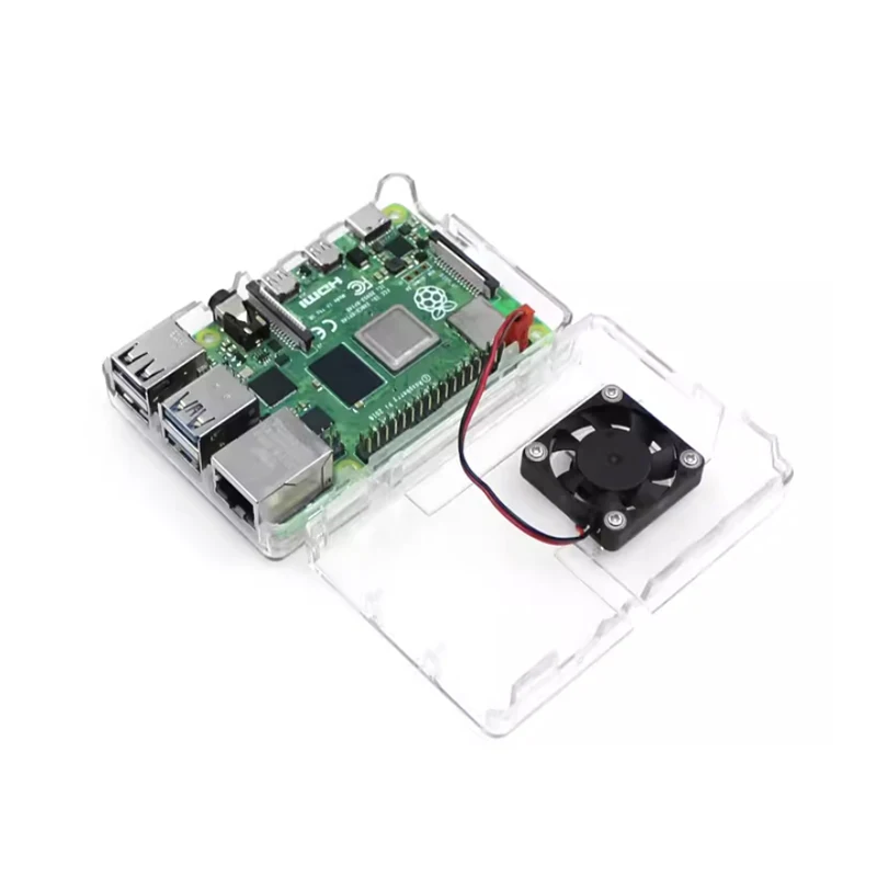 Raspberry PI 4B carcasa de plástico ABS con ventilador de refrigeración, placa base, caja protectora de disipación de calor fija - imagen 4