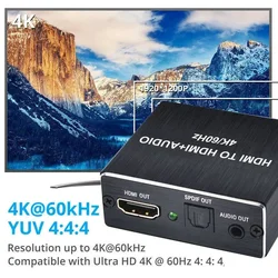 Extractor Audio HDMI 4K 60Hz HDR SPDIF Analógico Coaxial