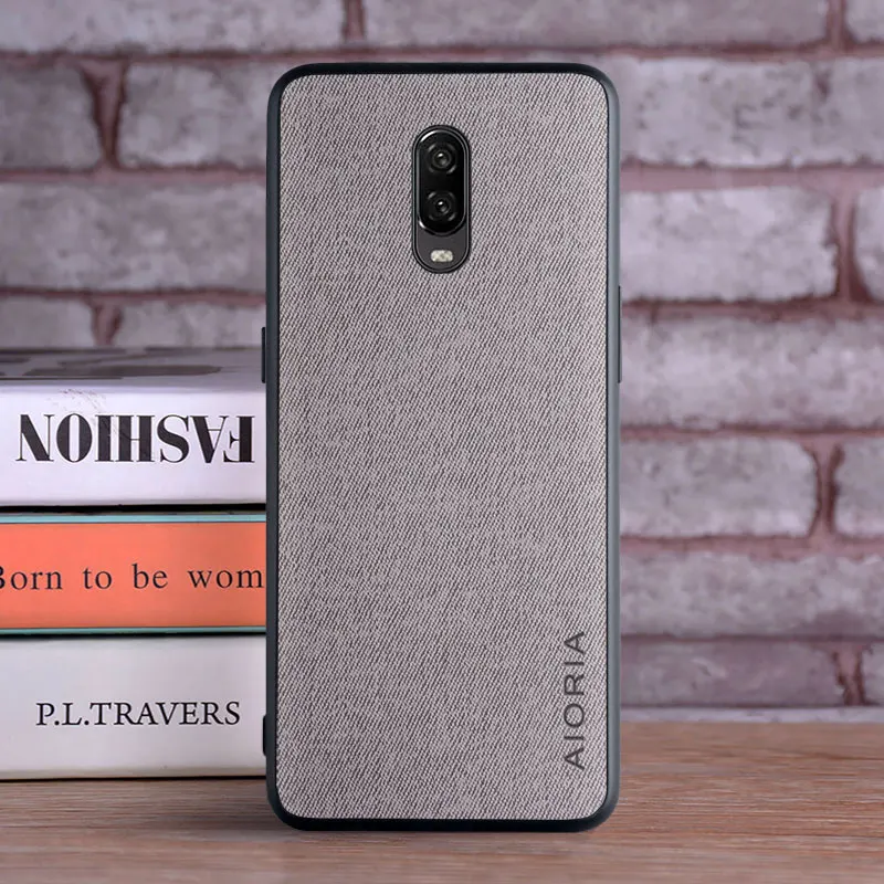 Funda de cuero textil para Oneplus 6T TPU suave con cubierta trasera dura de diseño de protección de cámara de material de PC - imagen 4
