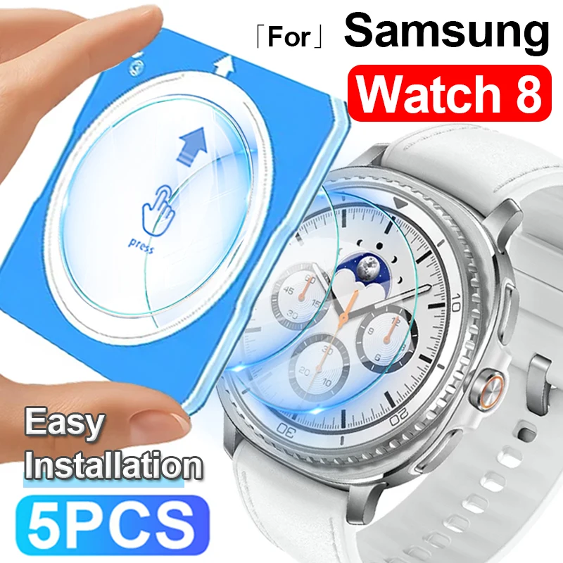 3/5 Uds vidrio templado para Samsung Galaxy Watch 8 7 6 5 4 Classic Ultra 40mm 44mm 47mm Protector de pantalla con herramienta de fácil instalación