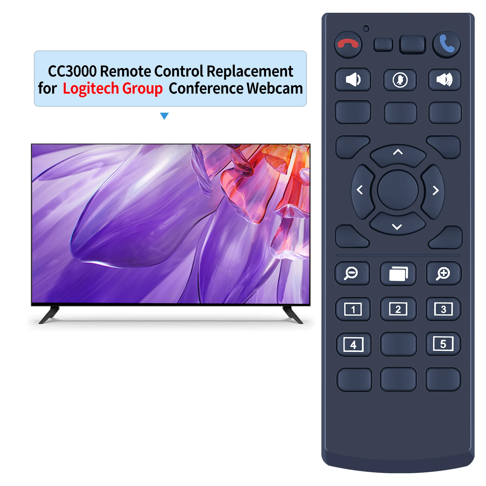 Reemplace el control remoto para la cámara web Logitech 993-001142 CC3000 CC3500E Group ConferenceCam - imagen 2