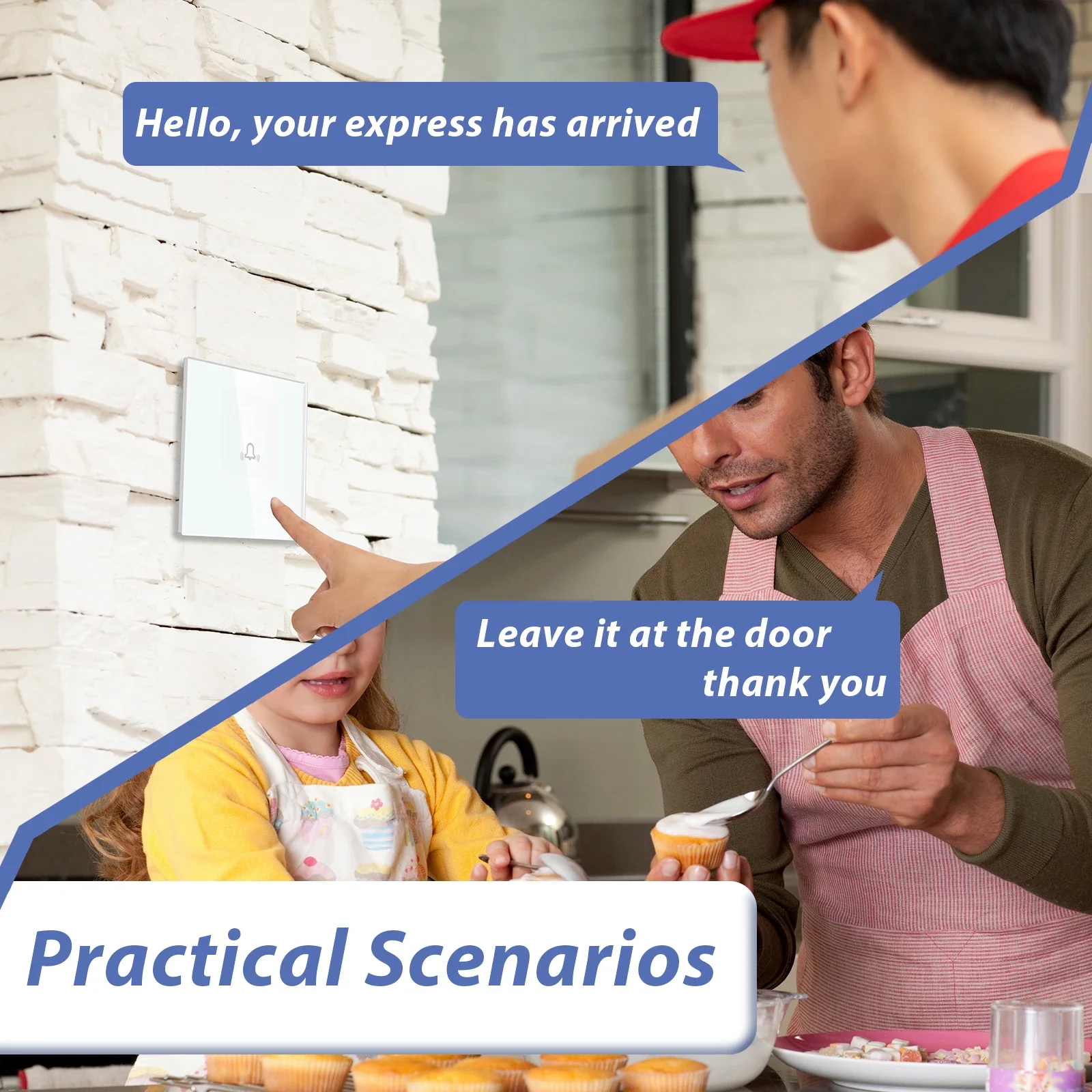 BSEED-Interruptor de timbre de puerta táctil, Panel de vidrio con Sensor de pared, resistente al agua, para seguridad del hogar, 10A - imagen 4