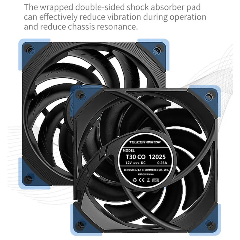 TEUCER T30-CO ventilador de caja de PC de grado Industrial de 12CM 4PIN PWM ventilador de sistema de refrigeración de caja de ordenador 600-2500RPM enfriador de alto rendimiento - imagen 3
