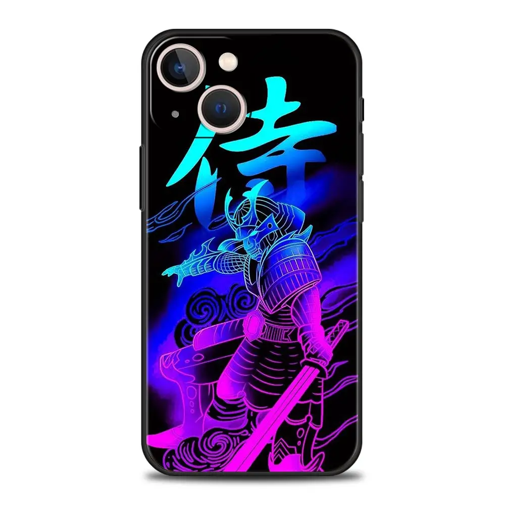 Pintura Japón Samurai Art funda de teléfono de lujo para iPhone 13 15 14 12 11 Pro MAX XR X SE XS 7 8 Plus funda negra de silicona suave - imagen 5