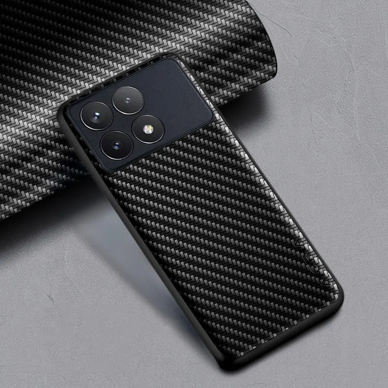 Funda delgada de fibra de carbono a prueba de golpes para Xiaomi Redmi, funda protectora de cuerpo completo, Ultra antideslizante, K70, K70E, K60, K60E, K50, K40, K30 Pro