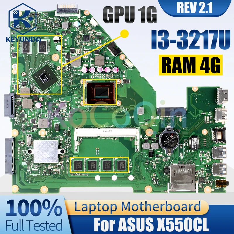 REV 2,1-placa base para portátil ASUS X550CL, I3-3217U RAM, 4G, N14M-GL-S-A2, 1G - imagen 2