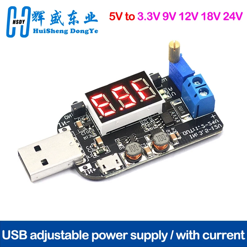 DC-DC CV CC 15W 5V a 1V 9V 12V 24V Placa de alimentación reductor ajustable Boost Buck convertidor regulador de voltaje salida USB