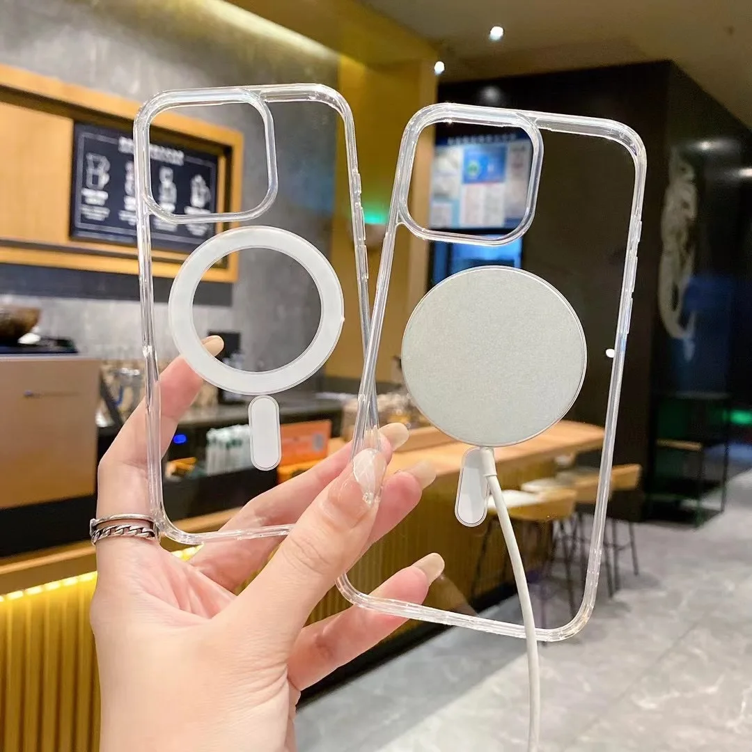 Para iPhone 16E 15 14 12 11 13 16 Pro Max XR XS MAX MINI SE 7 8 Plus para Magsafe cristal duro cargador inalámbrico magnético funda trasera - imagen 5