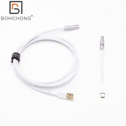Cable Paracord USB-C – Doble Malla 7 Núcleos para Teclado Negro Blanco Dorado