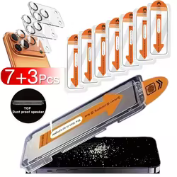 7+3Pcs For iPhone 17 16e 16 15 14 13 12 11 Pro Max Air Privacy Screen Protector 4K High Definition Tempered Glass Waterproof